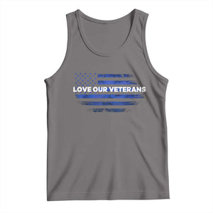 Love Our Veterans Tank Top Veterans Day Grunge American Flag TS10 Deep Heather Print Your Wear