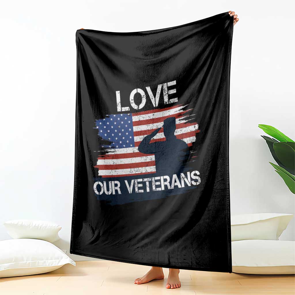 Love Our Veterans Throw Blanket Veterans Day Military Appreciation US Flag TS10 Print Your Wear