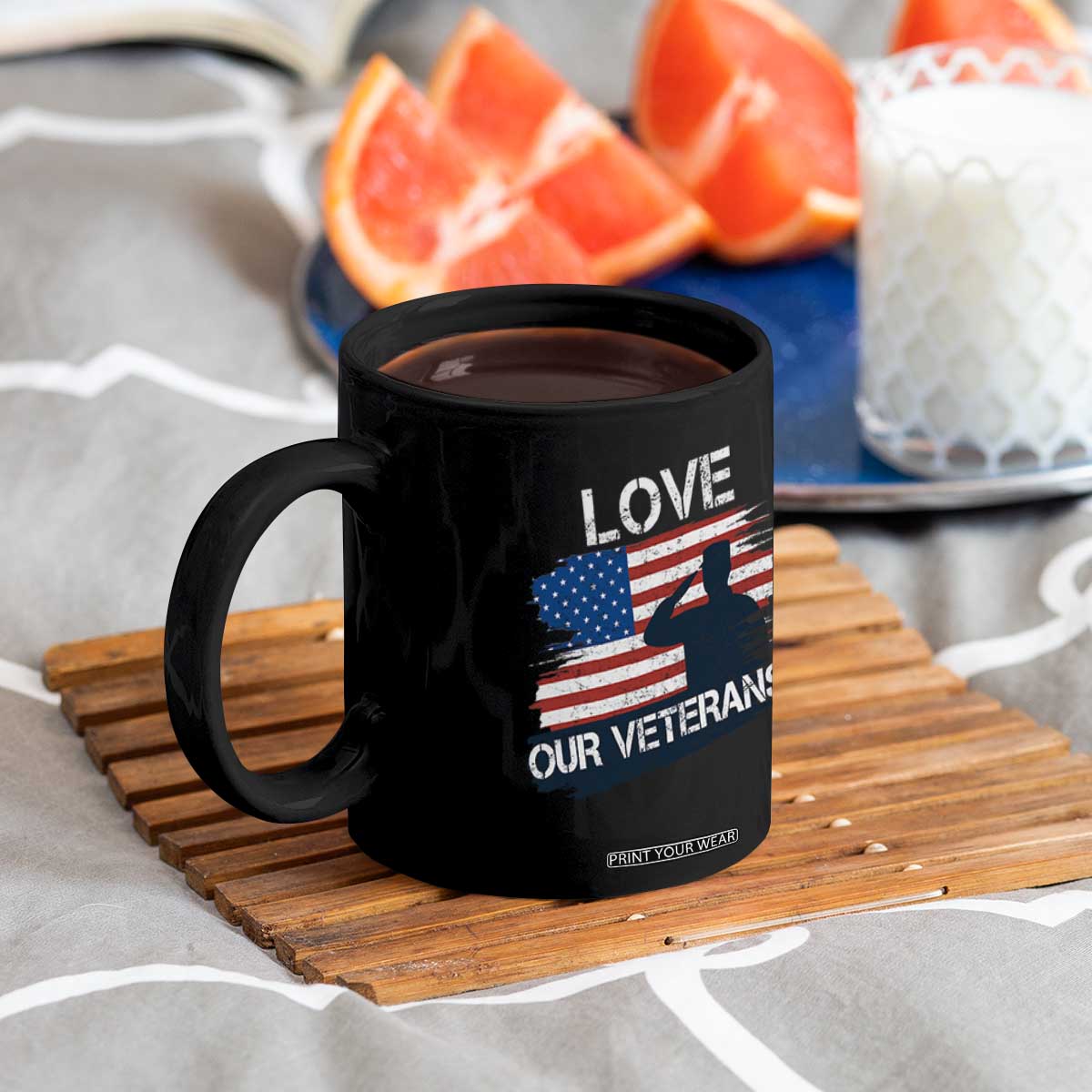 Love Our Veterans Coffee Mug Veterans Day Military Appreciation US Flag TS10 Print Your Wear