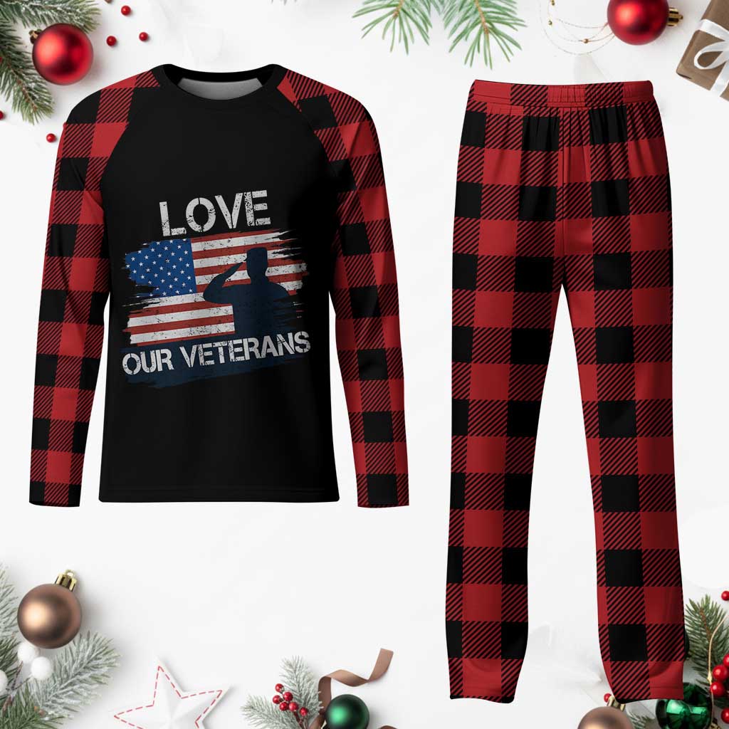 Love Our Veterans Plaid Pajama Set Veterans Day Military Appreciation US Flag TS10 Buffalo Plaid Print Your Wear