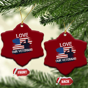Love Our Veterans Ceramic Ornament Veterans Day Military Appreciation US Flag TS10 Print Your Wear