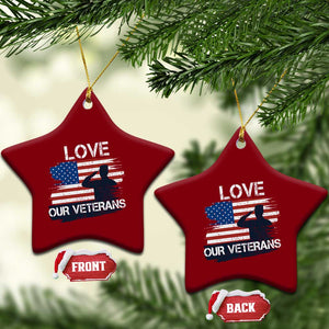 Love Our Veterans Ceramic Ornament Veterans Day Military Appreciation US Flag TS10 Print Your Wear