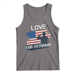 Love Our Veterans Tank Top Veterans Day Military Appreciation US Flag TS10 Deep Heather Print Your Wear