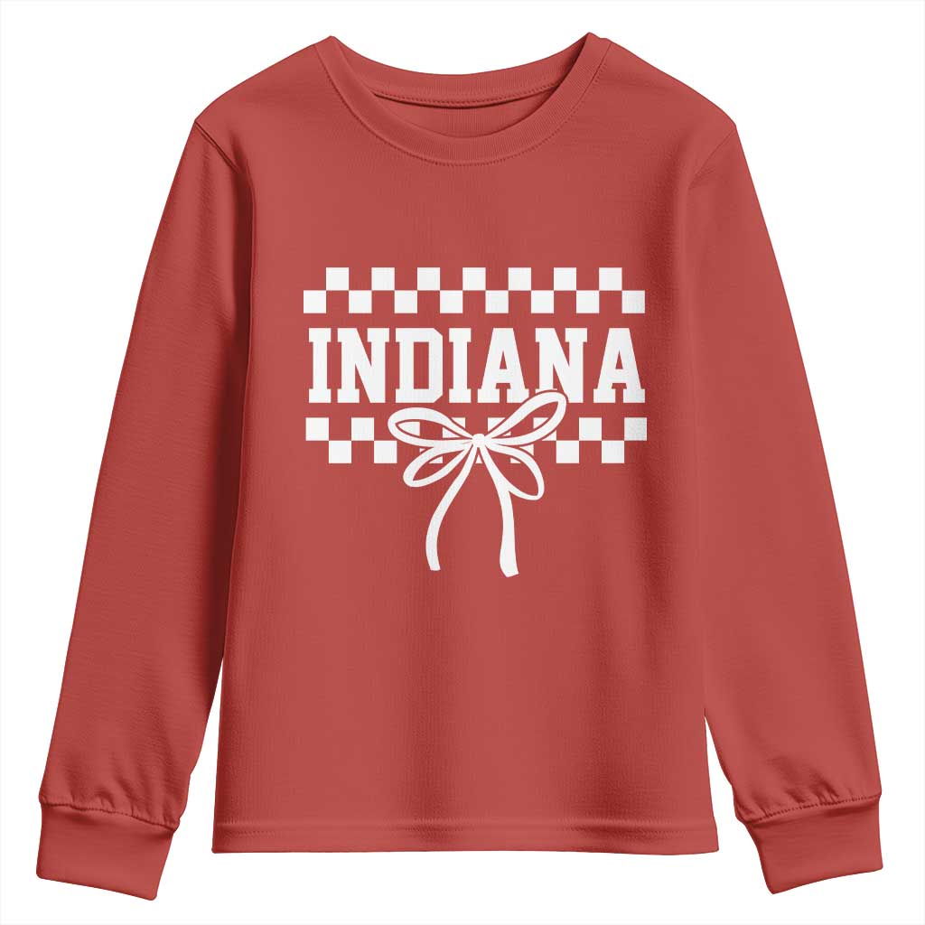 Retro Indiana Youth Sweatshirt Coquette Bow Checkered Women Girls Kids TS10 Red Print Your Wear