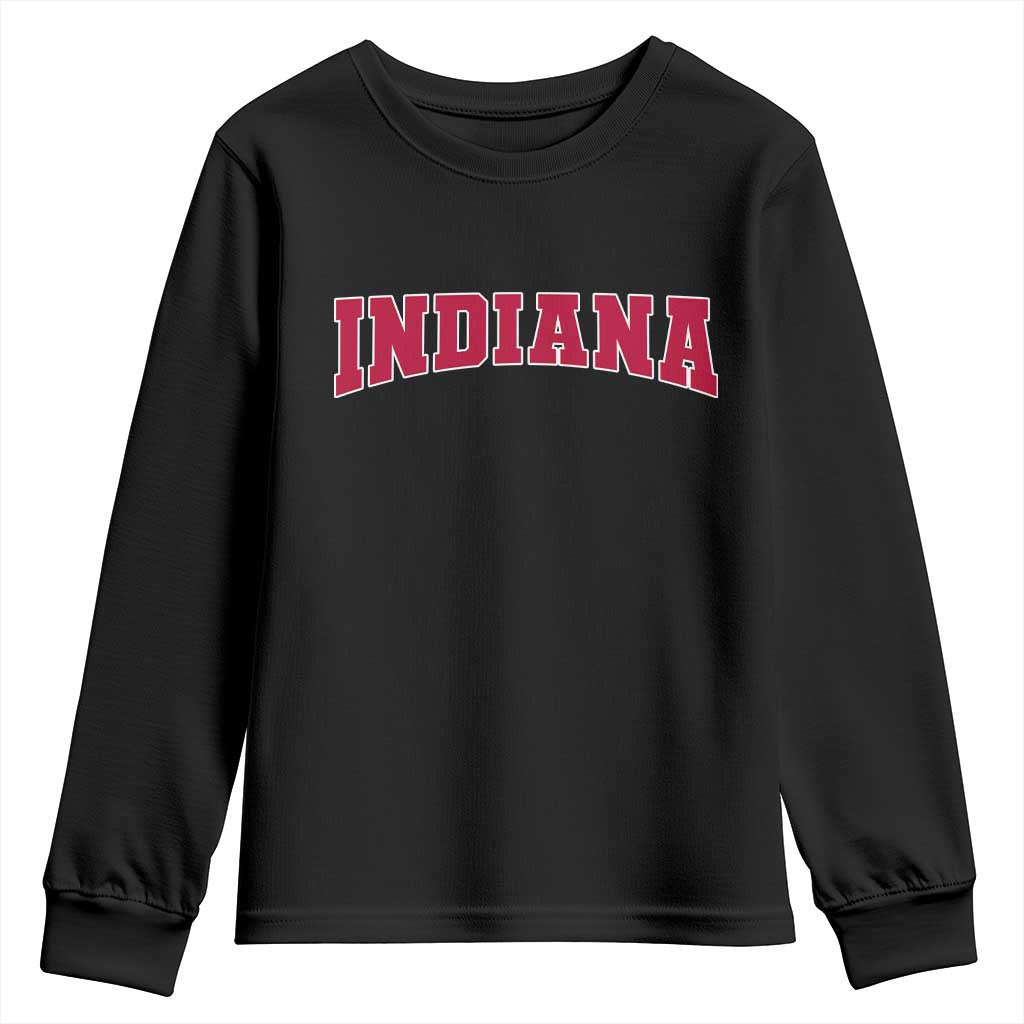 Retro Indiana Youth Sweatshirt Vintage Athletic Sports Style 80s 90s Red Design TS10 Black Print Your Wear