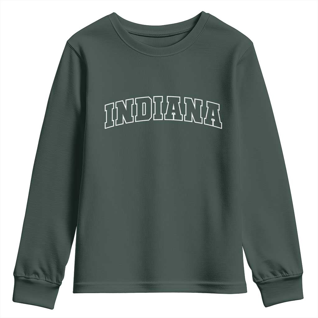 Indiana Youth Sweatshirt Vintage Athletic Sports Game Day TS10 Dark Forest Green Print Your Wear