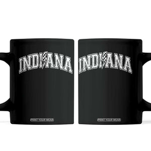 Indiana Fan Coffee Mug Vintage City Game Day Lightning Bolt Checkered Varsity TS10 Black Print Your Wear