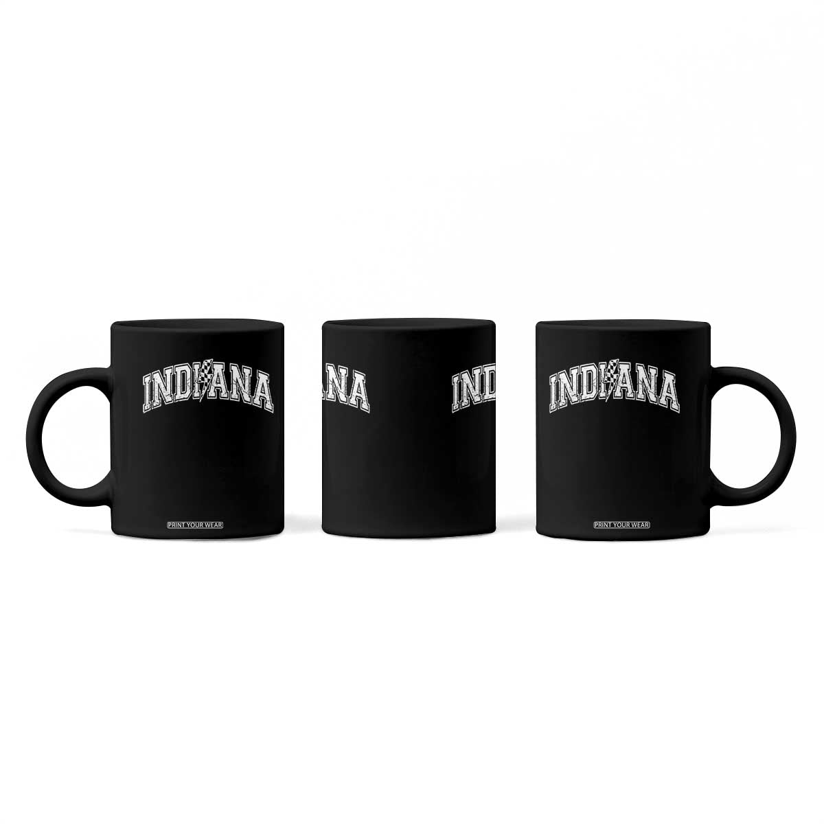 Indiana Fan Coffee Mug Vintage City Game Day Lightning Bolt Checkered Varsity TS10 Print Your Wear
