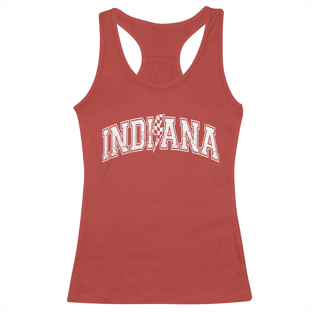 Indiana Fan Racerback Tank Top Vintage City Game Day Lightning Bolt Checkered Varsity TS10 Red Print Your Wear