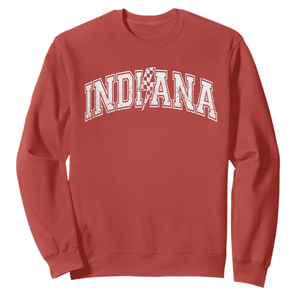 Indiana Fan Sweatshirt Vintage City Game Day Lightning Bolt Checkered Varsity TS10 Red Print Your Wear