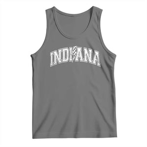 Indiana Fan Tank Top Vintage City Game Day Lightning Bolt Checkered Varsity TS10 Black Heather Print Your Wear