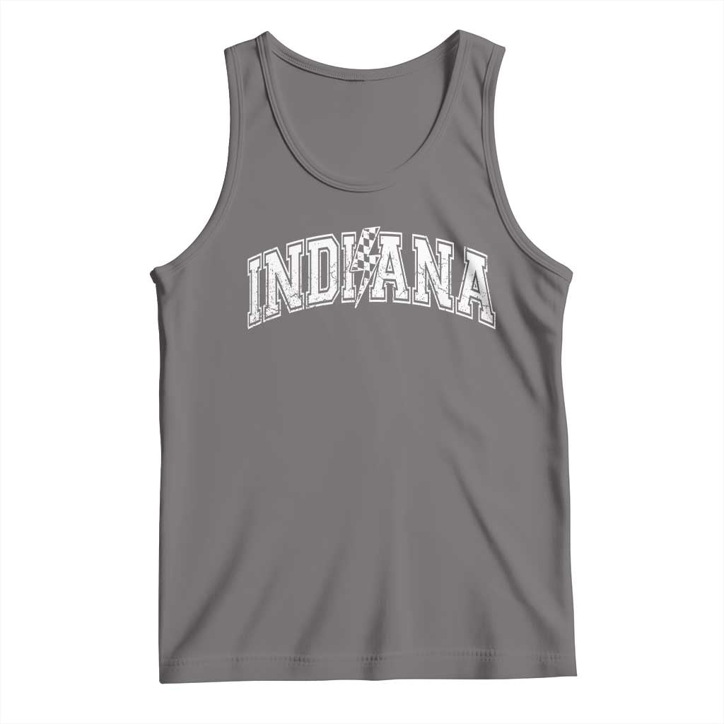 Indiana Fan Tank Top Vintage City Game Day Lightning Bolt Checkered Varsity TS10 Deep Heather Print Your Wear