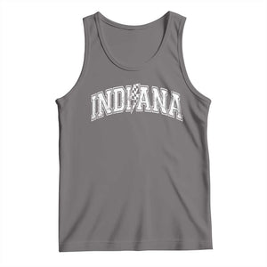 Indiana Fan Tank Top Vintage City Game Day Lightning Bolt Checkered Varsity TS10 Deep Heather Print Your Wear