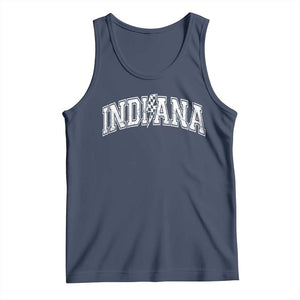 Indiana Fan Tank Top Vintage City Game Day Lightning Bolt Checkered Varsity TS10 Navy Print Your Wear