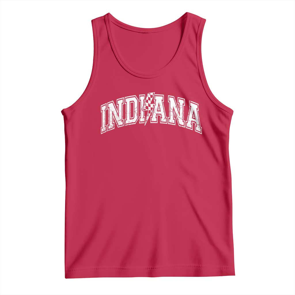 Indiana Fan Tank Top Vintage City Game Day Lightning Bolt Checkered Varsity TS10 Red Print Your Wear
