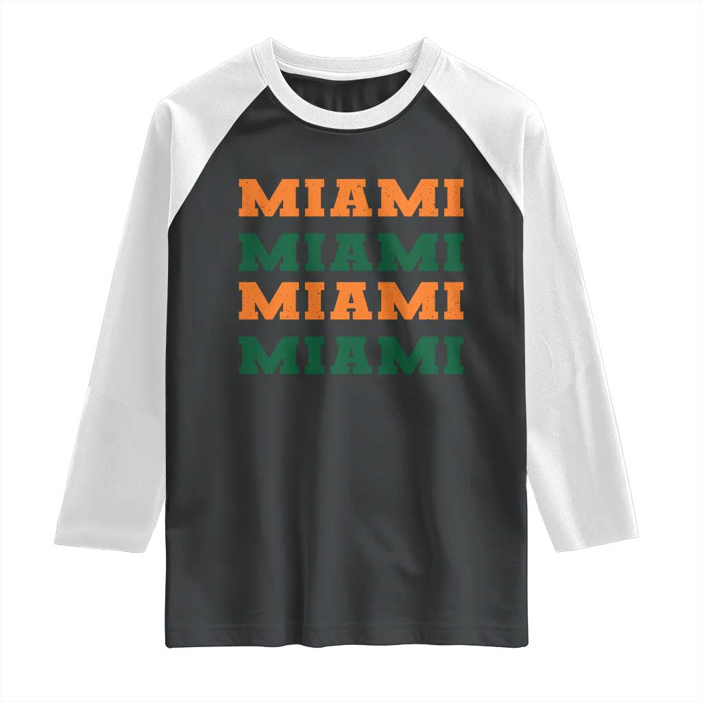 Miami Raglan Shirt Retro Florida FL Vintage Athletic Sports TS10 Black White Print Your Wear