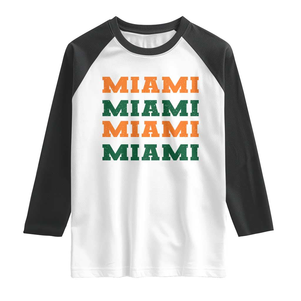 Miami Raglan Shirt Retro Florida FL Vintage Athletic Sports TS10 White Black Print Your Wear
