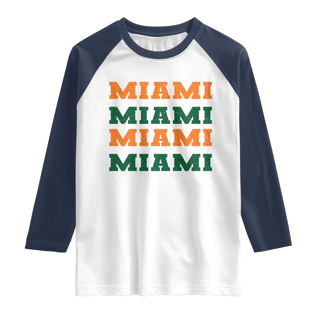 Miami Raglan Shirt Retro Florida FL Vintage Athletic Sports TS10 White Navy Print Your Wear
