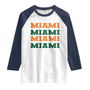 Miami Raglan Shirt Retro Florida FL Vintage Athletic Sports TS10 White Navy Print Your Wear