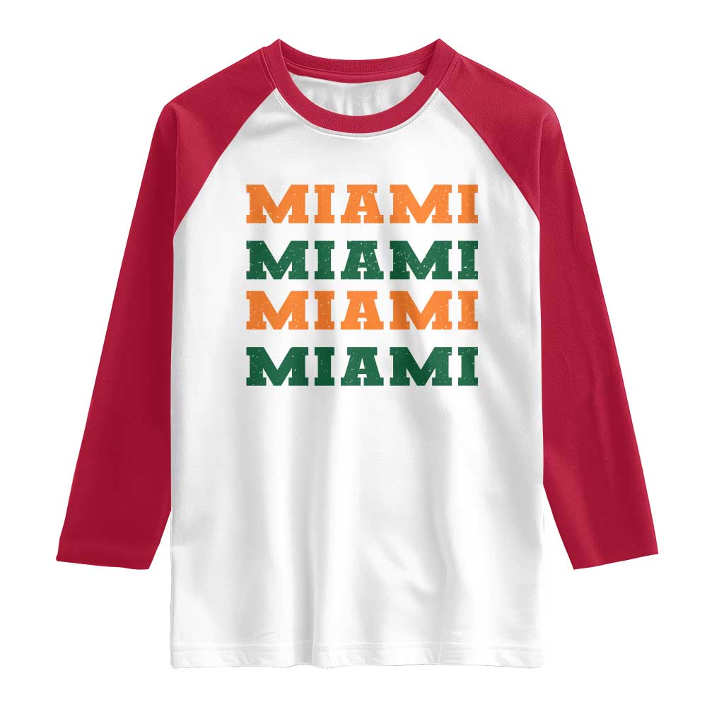 Miami Raglan Shirt Retro Florida FL Vintage Athletic Sports TS10 White Red Print Your Wear