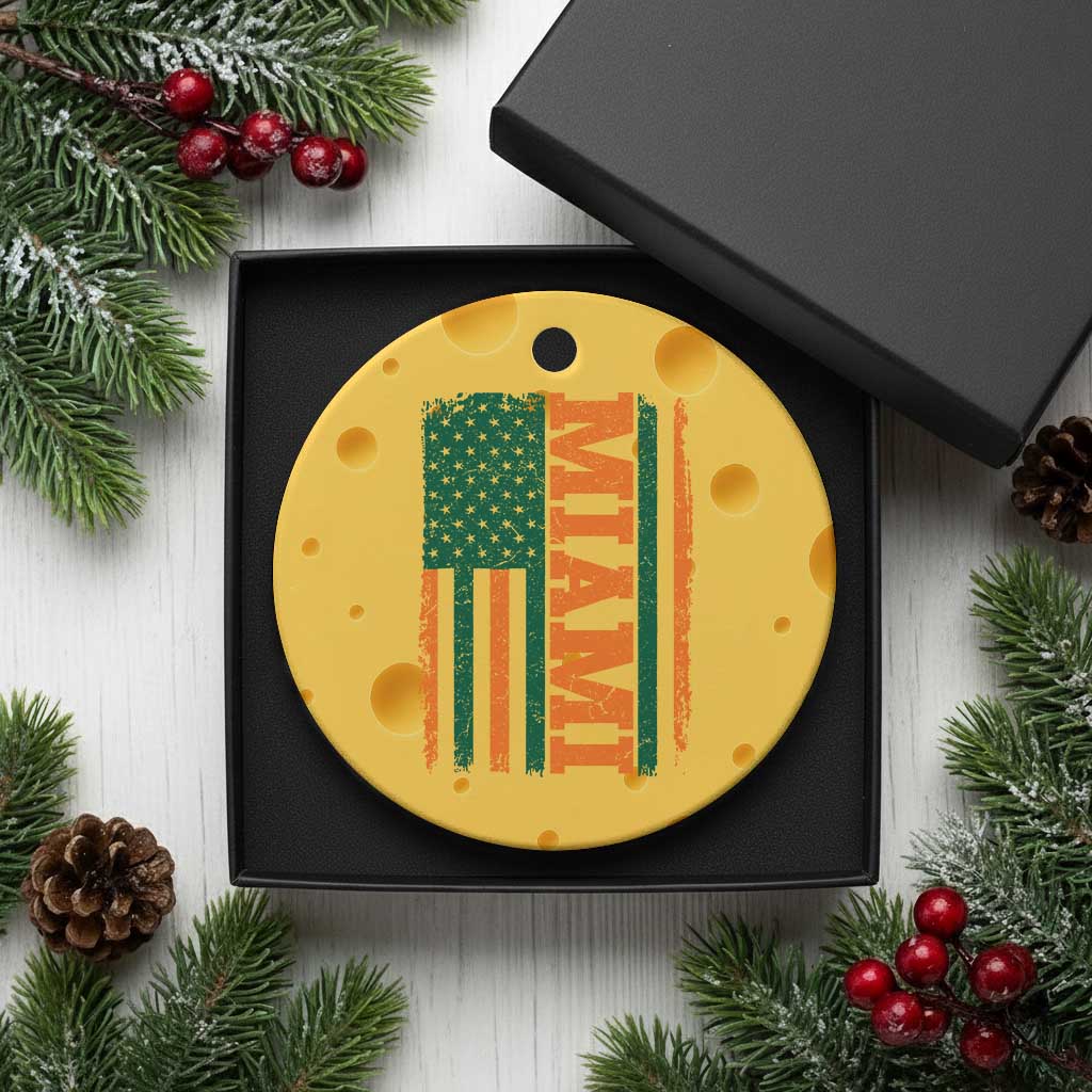 Vintage Miami Ceramic Ornament Classic Retro City USA Flag Game Day TS10 1pc Yellow Cheese Print Your Wear