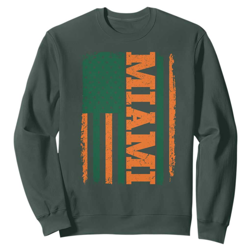 Vintage Miami Sweatshirt Classic Retro City USA Flag Game Day TS10 Dark Forest Green Print Your Wear