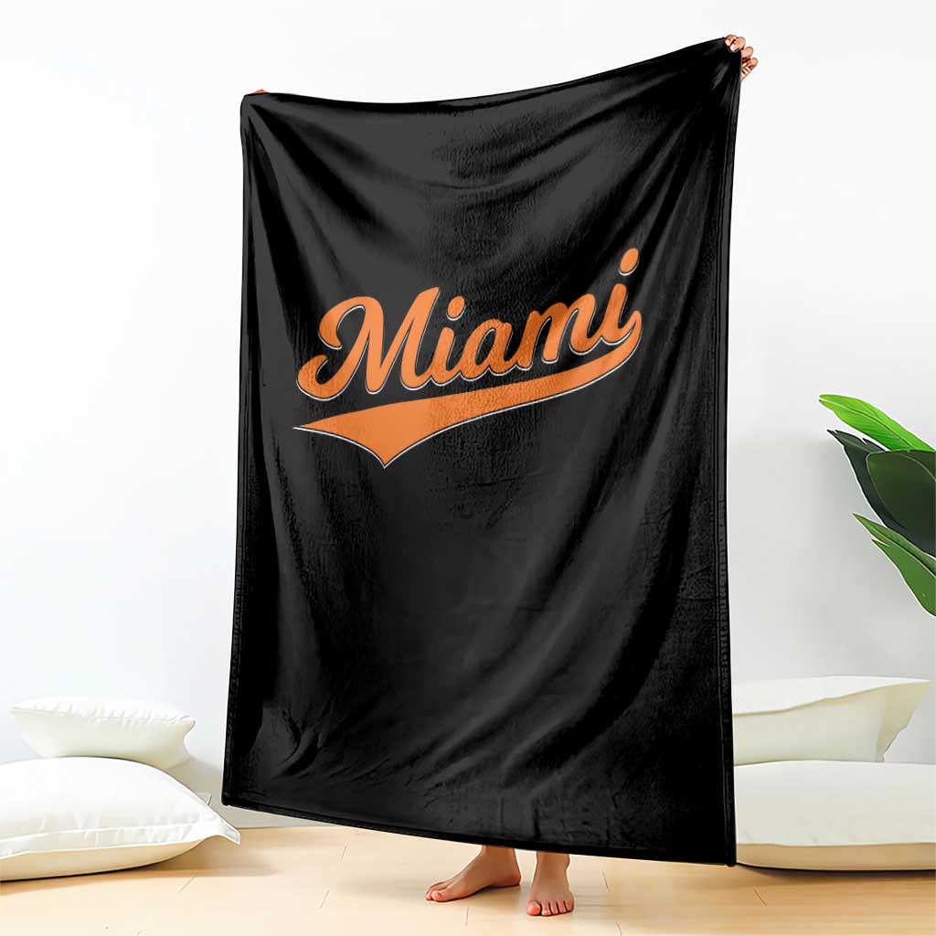 Vintage Miami Throw Blanket Florida FL Varsity Script Retro Vintage Athletic Sports TS10 Print Your Wear