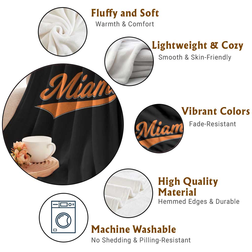 Vintage Miami Throw Blanket Florida FL Varsity Script Retro Vintage Athletic Sports TS10 Print Your Wear