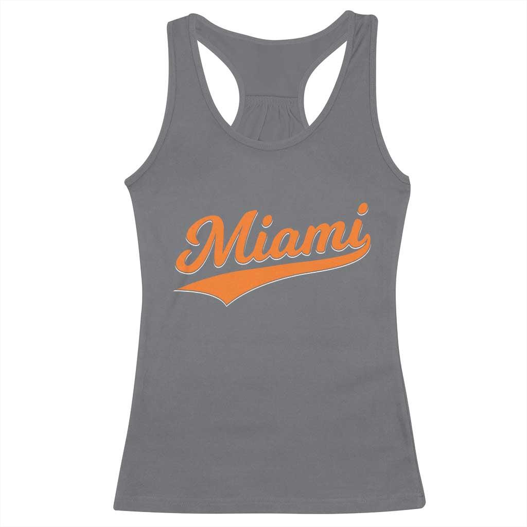 Vintage Miami Racerback Tank Top Florida FL Varsity Script Retro Vintage Athletic Sports TS10 Charcoal Print Your Wear