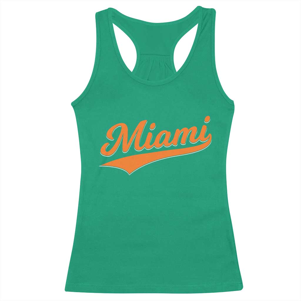 Vintage Miami Racerback Tank Top Florida FL Varsity Script Retro Vintage Athletic Sports TS10 Irish Green Print Your Wear