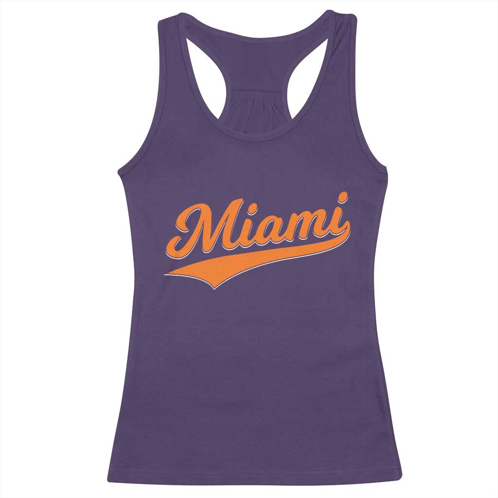 Vintage Miami Racerback Tank Top Florida FL Varsity Script Retro Vintage Athletic Sports TS10 Purple Print Your Wear