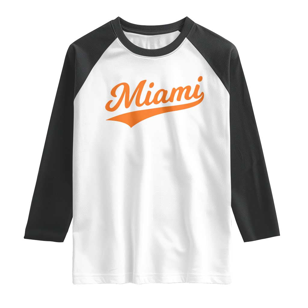 Vintage Miami Raglan Shirt Florida FL Varsity Script Retro Vintage Athletic Sports TS10 White Black Print Your Wear