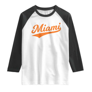 Vintage Miami Raglan Shirt Florida FL Varsity Script Retro Vintage Athletic Sports TS10 White Black Print Your Wear