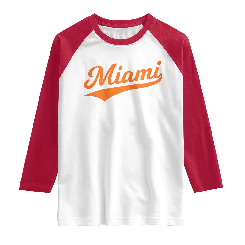Vintage Miami Raglan Shirt Florida FL Varsity Script Retro Vintage Athletic Sports TS10 White Red Print Your Wear