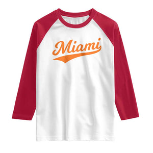 Vintage Miami Raglan Shirt Florida FL Varsity Script Retro Vintage Athletic Sports TS10 White Red Print Your Wear