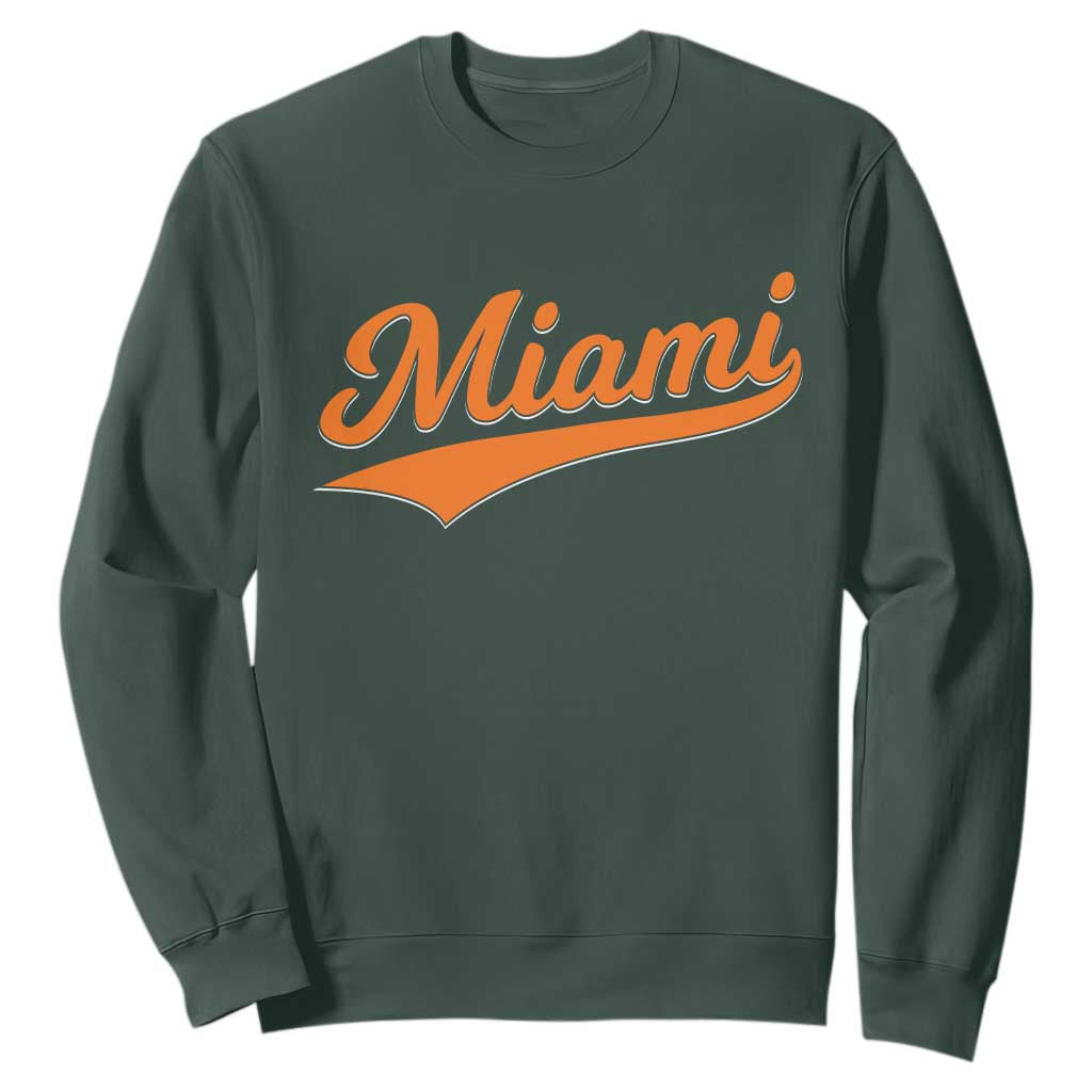 Vintage Miami Sweatshirt Florida FL Varsity Script Retro Vintage Athletic Sports TS10 Dark Forest Green Print Your Wear