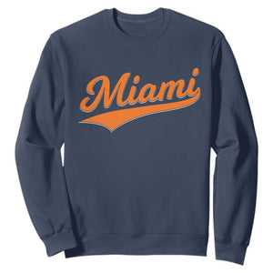 Vintage Miami Sweatshirt Florida FL Varsity Script Retro Vintage Athletic Sports TS10 Navy Print Your Wear