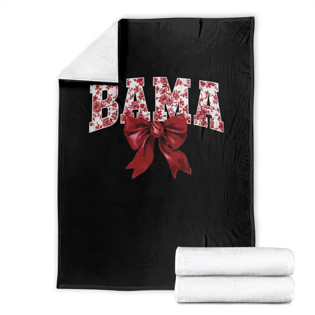 Vintage Bama Coquette Bow Throw Blanket Retro Varsity Alabama Football Lover AL State TS10 Black Print Your Wear