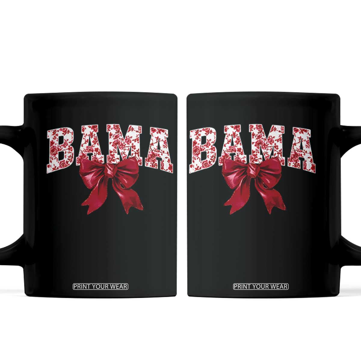 Vintage Bama Coquette Bow Coffee Mug Retro Varsity Alabama Football Lover AL State TS10 Black Print Your Wear