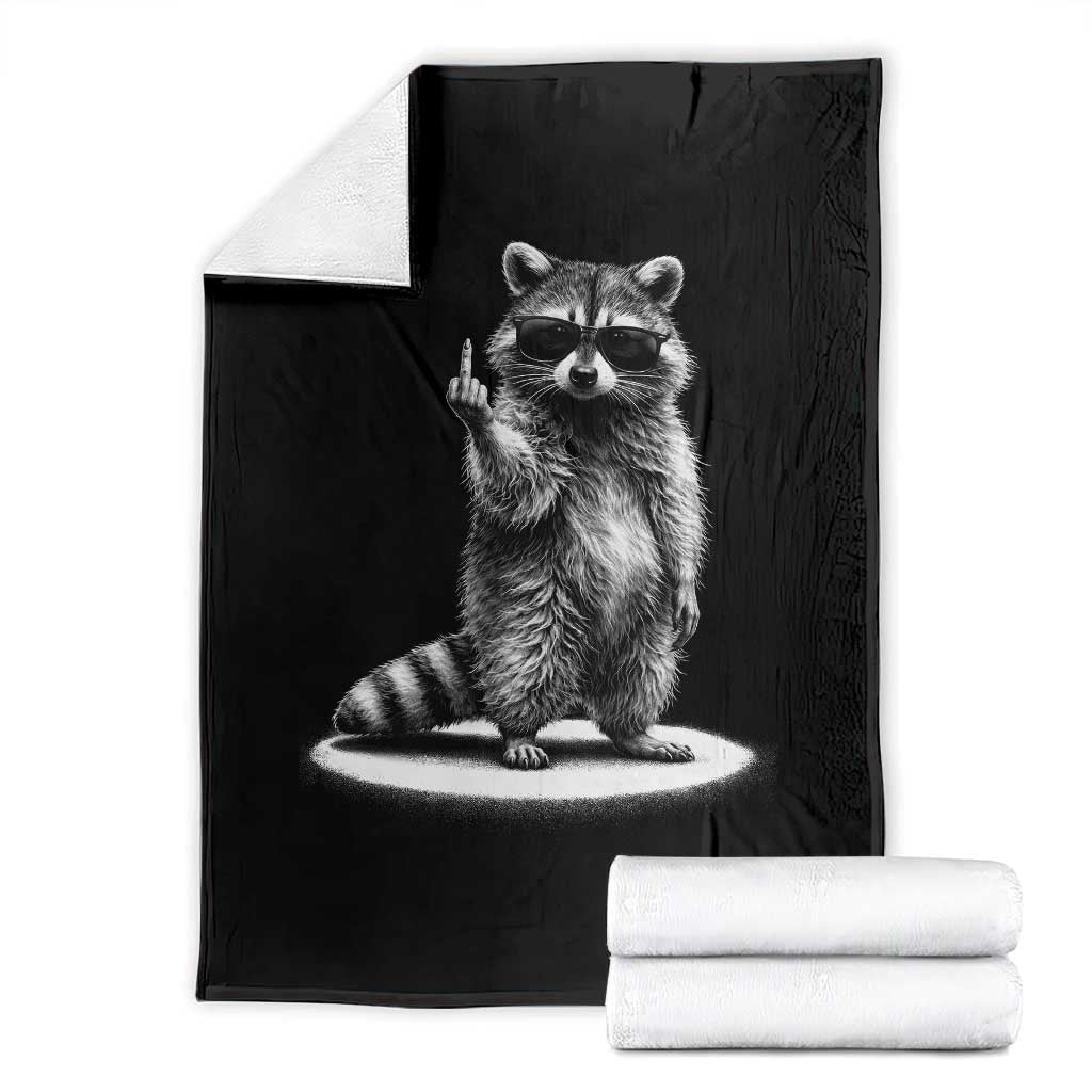 Raccoon Meme Throw Blanket Middle Finger Trash Panda Sarcastic Humor TS10 Black Print Your Wear