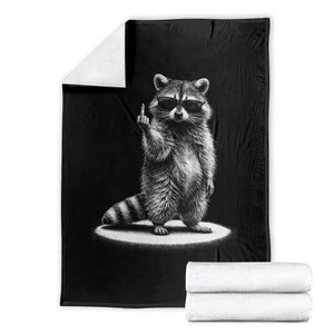 Raccoon Meme Throw Blanket Middle Finger Trash Panda Sarcastic Humor TS10 Black Print Your Wear
