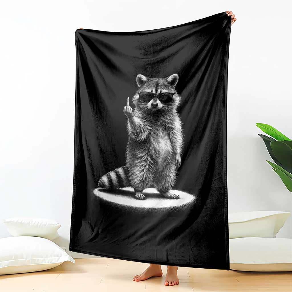 Raccoon Meme Throw Blanket Middle Finger Trash Panda Sarcastic Humor TS10 Print Your Wear
