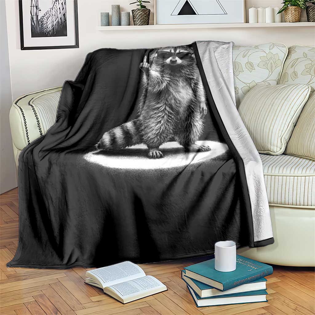 Raccoon Meme Throw Blanket Middle Finger Trash Panda Sarcastic Humor TS10 Print Your Wear