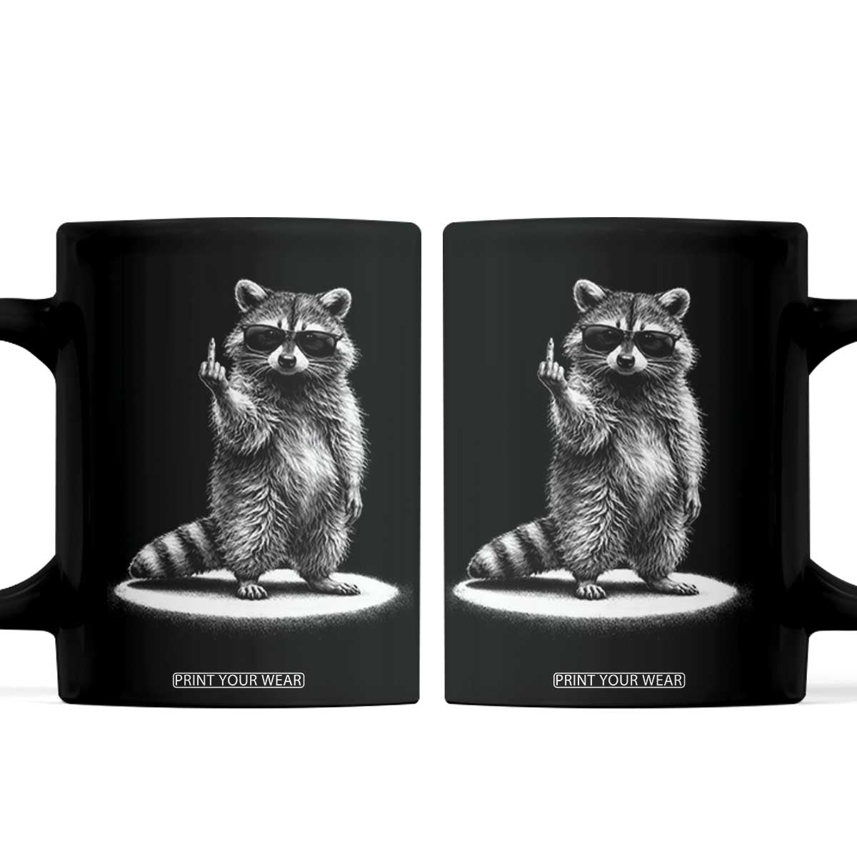 Raccoon Meme Coffee Mug Middle Finger Trash Panda Sarcastic Humor TS10 Black Print Your Wear