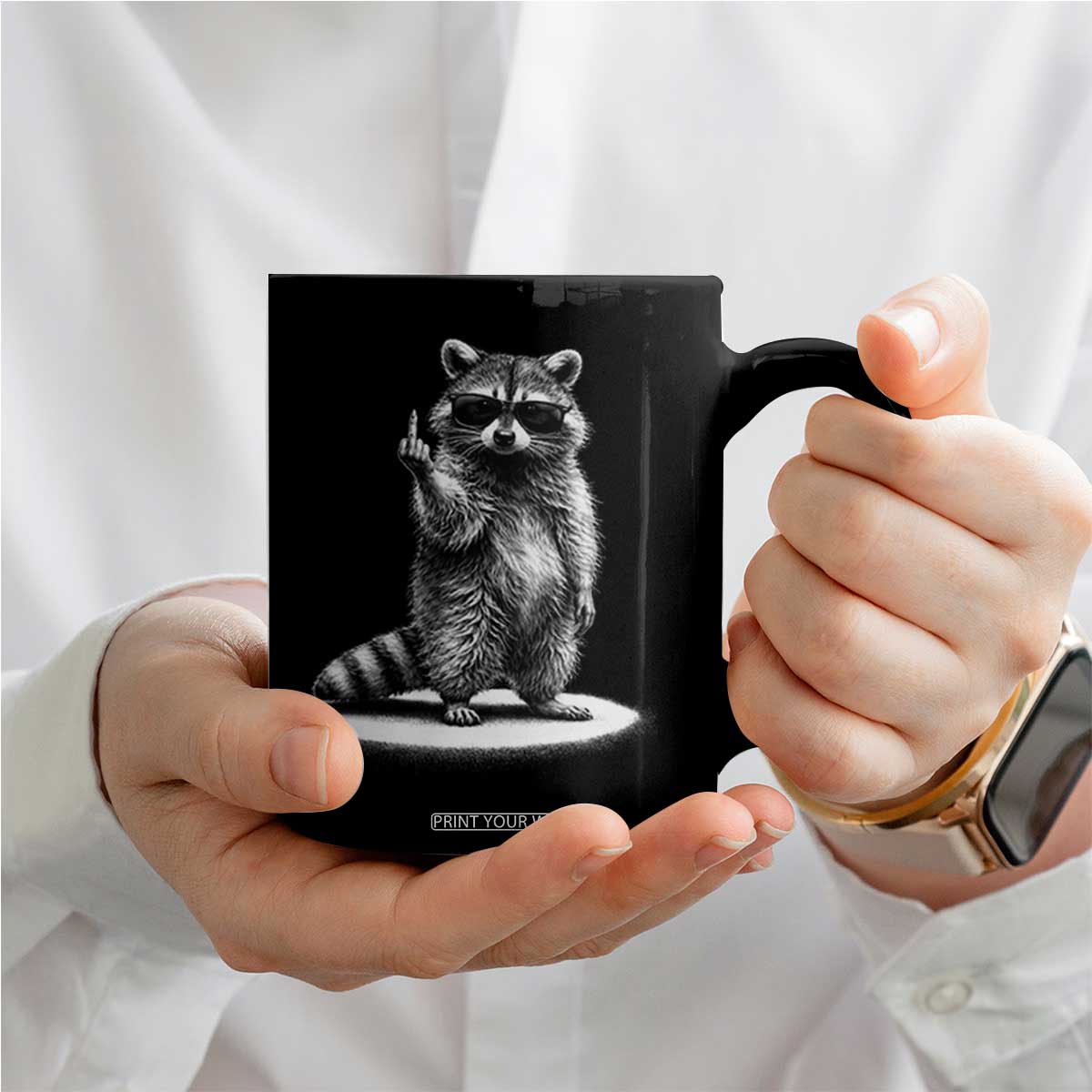 Raccoon Meme Coffee Mug Middle Finger Trash Panda Sarcastic Humor TS10 Print Your Wear