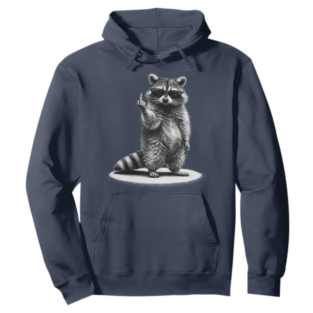 Raccoon Meme Hoodie Middle Finger Trash Panda Sarcastic Humor TS10 Navy Print Your Wear