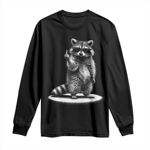 Raccoon Meme Long Sleeve Shirt Middle Finger Trash Panda Sarcastic Humor TS10 Black Print Your Wear