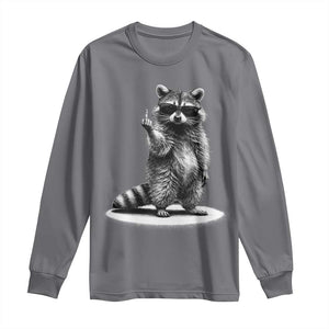 Raccoon Meme Long Sleeve Shirt Middle Finger Trash Panda Sarcastic Humor TS10 Charcoal Print Your Wear