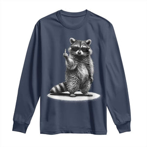 Raccoon Meme Long Sleeve Shirt Middle Finger Trash Panda Sarcastic Humor TS10 Navy Print Your Wear
