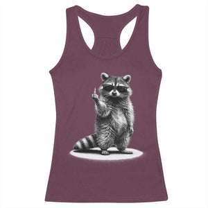 Raccoon Meme Racerback Tank Top Middle Finger Trash Panda Sarcastic Humor TS10 Maroon Print Your Wear